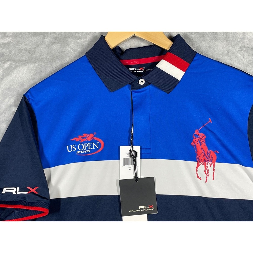 RLX Ralph Lauren US Open 2015 Polo Shirt Mens XL Big Pony on Back Navy NWT